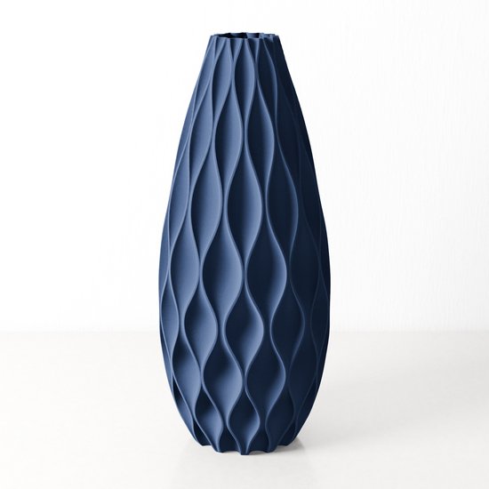Fleuriek - Grote Vaas - Blauw - H50 cm - Vaas voor zijdebloemen - Luxe vaas gemaakt van duurzaam kunststof - Unieke decoratieve vaas met patroon