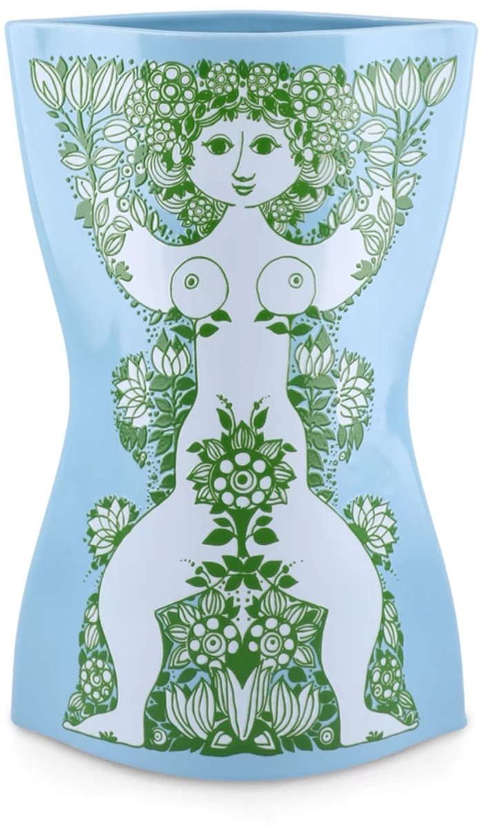 Bjørn Wiinblad Nina vaas H28.5cm D18x9.5cm lichtblauw / groen