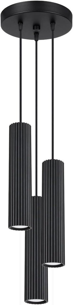 Moderne Zwarte Plafondlamp met 3 Kappen - Industriële Hanglamp van Aluminium