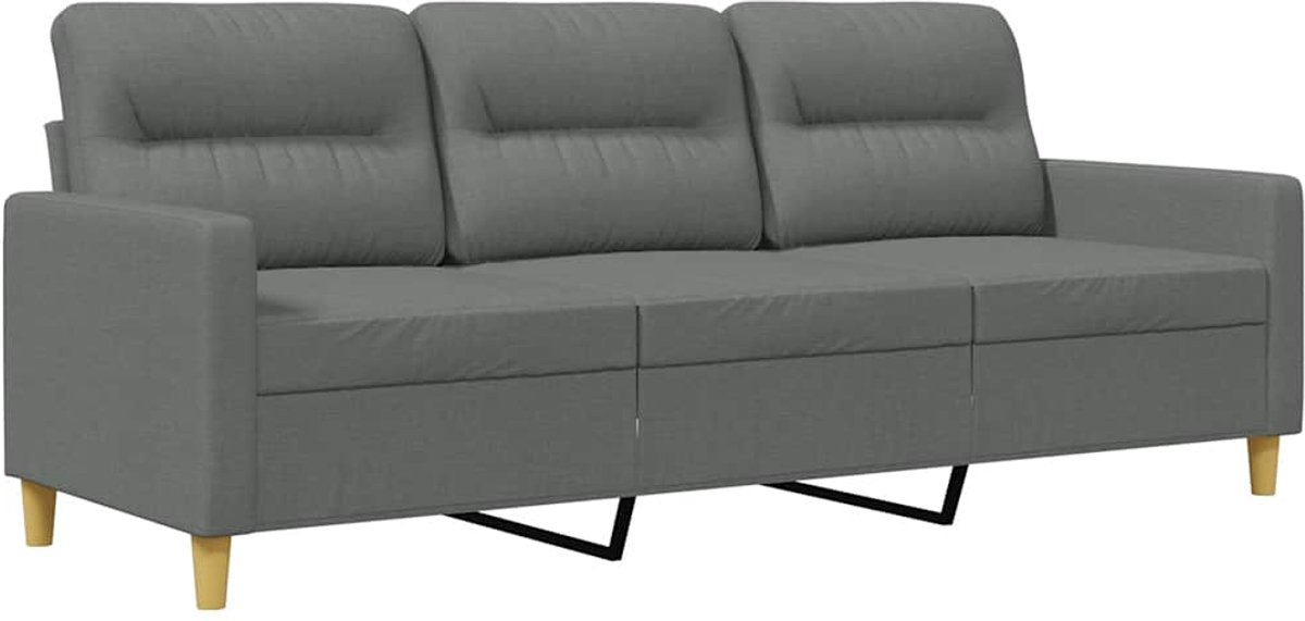 vidaXL Driezitsbank - 180 - cm - stof - donkergrijs