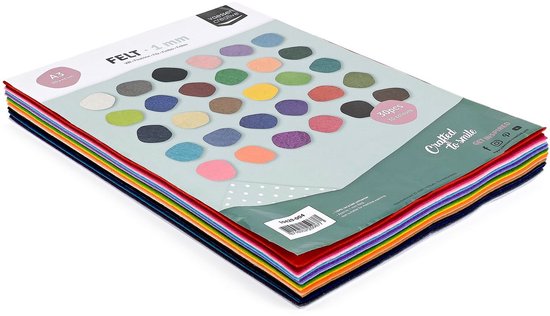 Vaessen Creative Feutre - 30 x 42 cm - 1 mm - 30 Feuilles Feutre de Loisir - Assorti