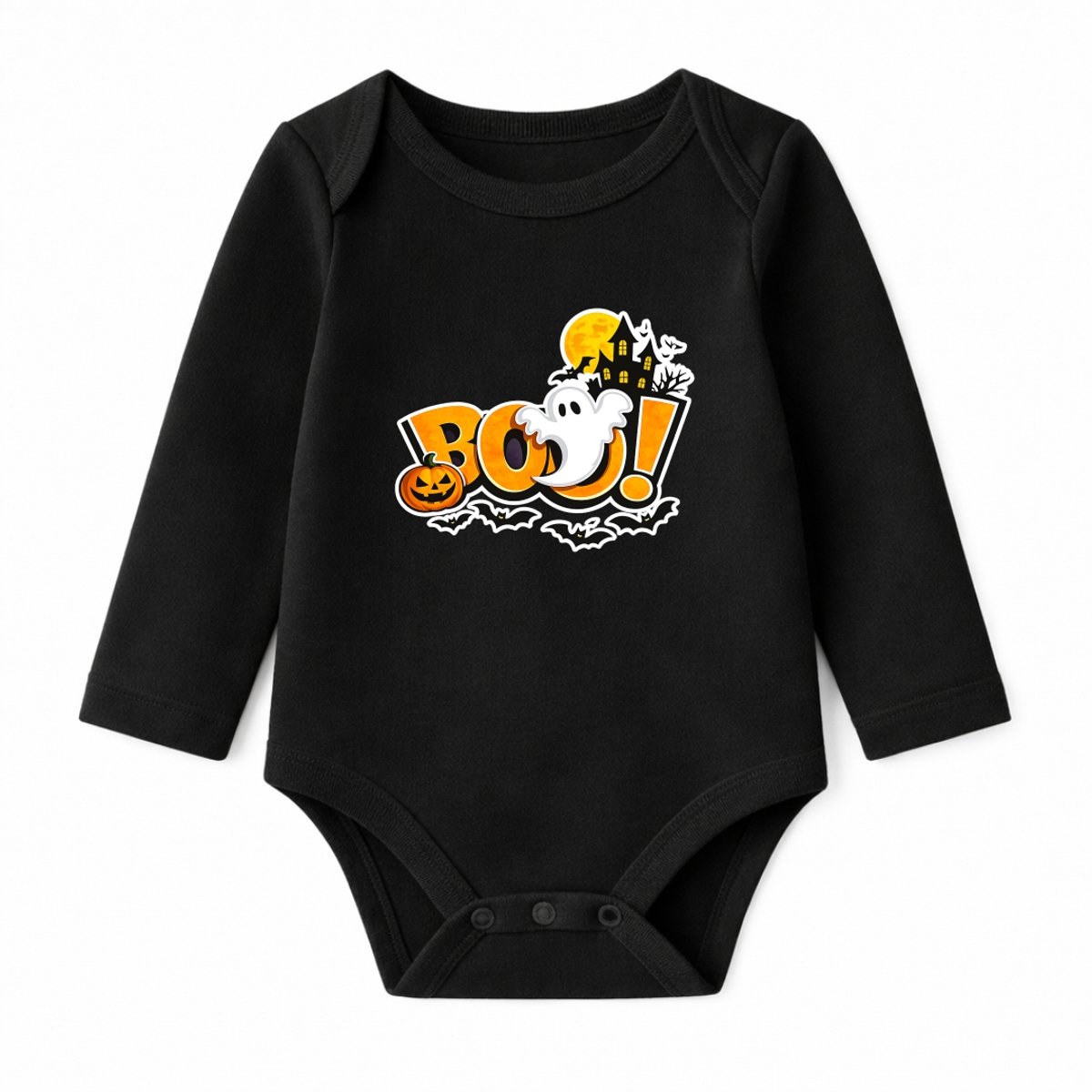 Romper Baby Halloween – The Big BOO! – Zwart – Lange mouw – Maat 86/92