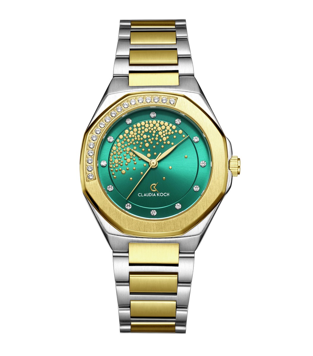 CK Starlight - Two-Tone Gold with Green Stone-Studded Dial - ClaudiaKoch Watches CK 4323