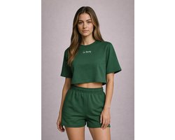 La Booty- Dames Katoenen Lounge set- Crop top & Short - Comfortabele Sportkleding- Zomer- Handmade Belgium- maat XL