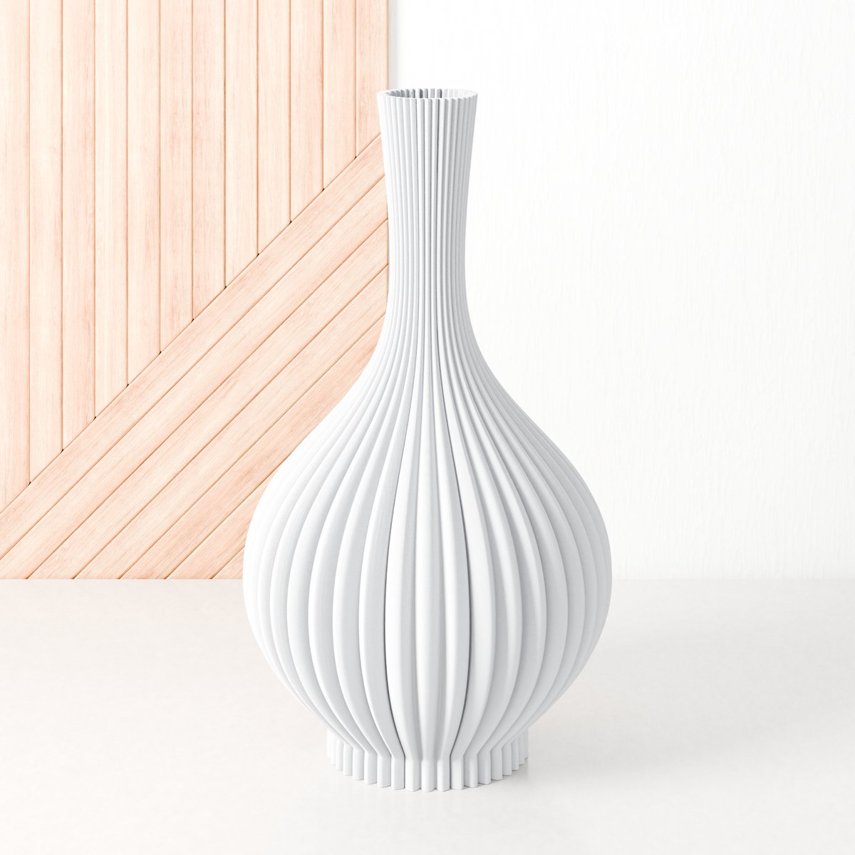 Fleuriek Vaas - Wit - H30 cm - Vaas voor zijden bloemen of kunstbloemen - Woonaccessoires voor droogbloemen - 3D geprinte vaas van gerecycled kunststof