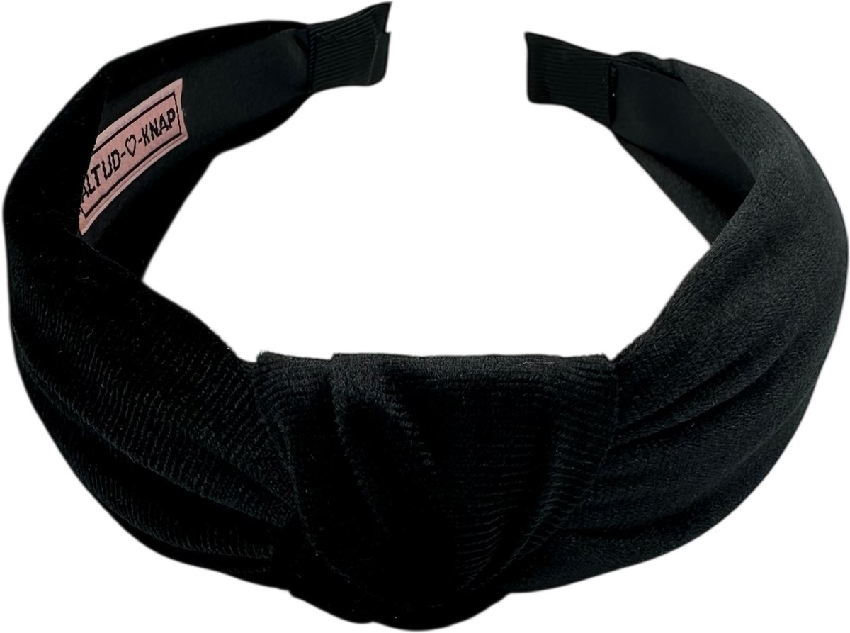 Altijd Knap - Haarband Velvet met Knoop Zwart - Zwarte velvet haarband met knoop