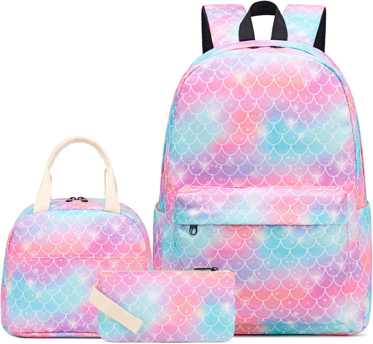 Meisjes Schooltas Set 3-in-1: Rugzak, Lunchtas en Etui voor Schoolgaande Kinderen