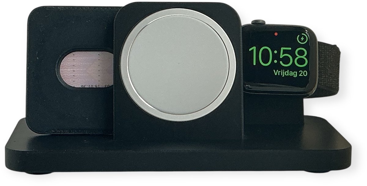 Bradey Apple iPhone & Watch & Wallet Stand – PLA – Compatibel met MagSafe 25W & Apple Watch lader