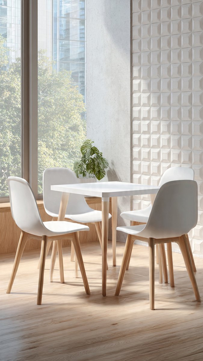 Oslo Luxe Massief Houten Eetkamerstoelen Set van 4 - Comfortabele Gestoffeerde Stoelen met Kunstleer en Vloerbeschermers - Eetkamerstoelen, Keukenstoelen of Woonkamerstoelen - Hoogwaardige Kwalitei...