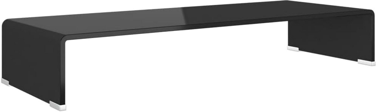 Glazen TV-Meubel en Monitorverhoger Zwart 80x30x13 cm
