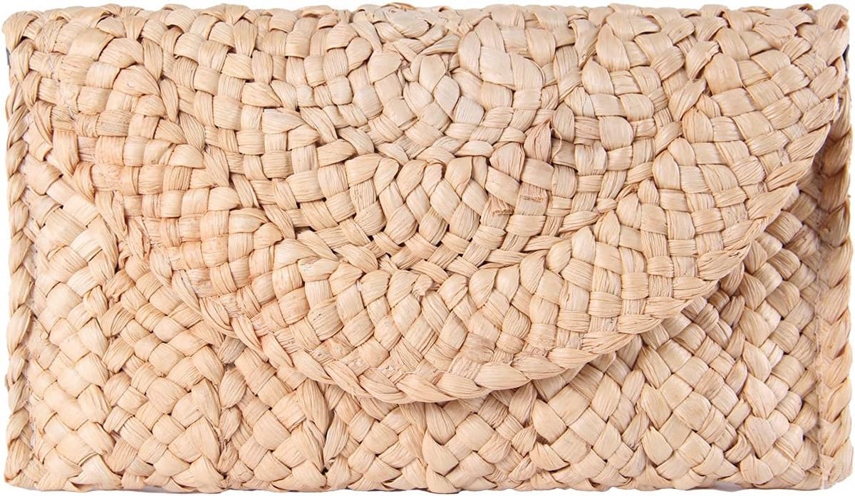 Elegante Geweven Stro Clutch voor Dames - Vintage Zomer Handtas voor Strand en Feestjes