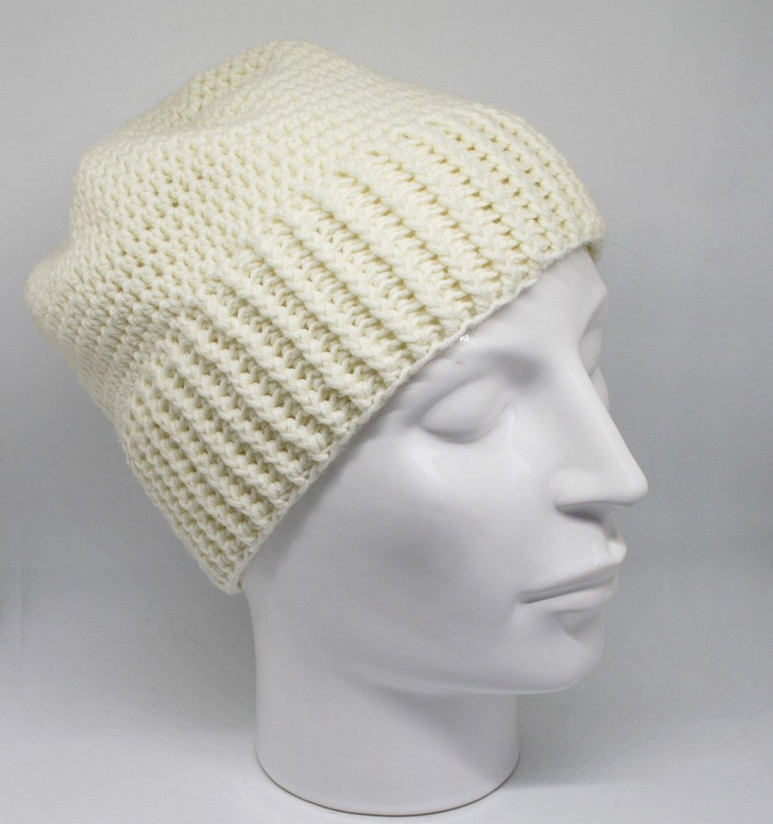 Gehaakte Merinowollen Muts Naturel - 58 cm
