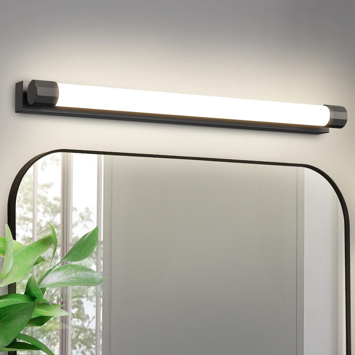 Glitzerlife Plafondspot Plafondlamp - Waterdichte LED Spiegellamp - 10W Wandlamp - Modern Badkamerverlichting - IP44 - Ø50cm Zwart 4000k
