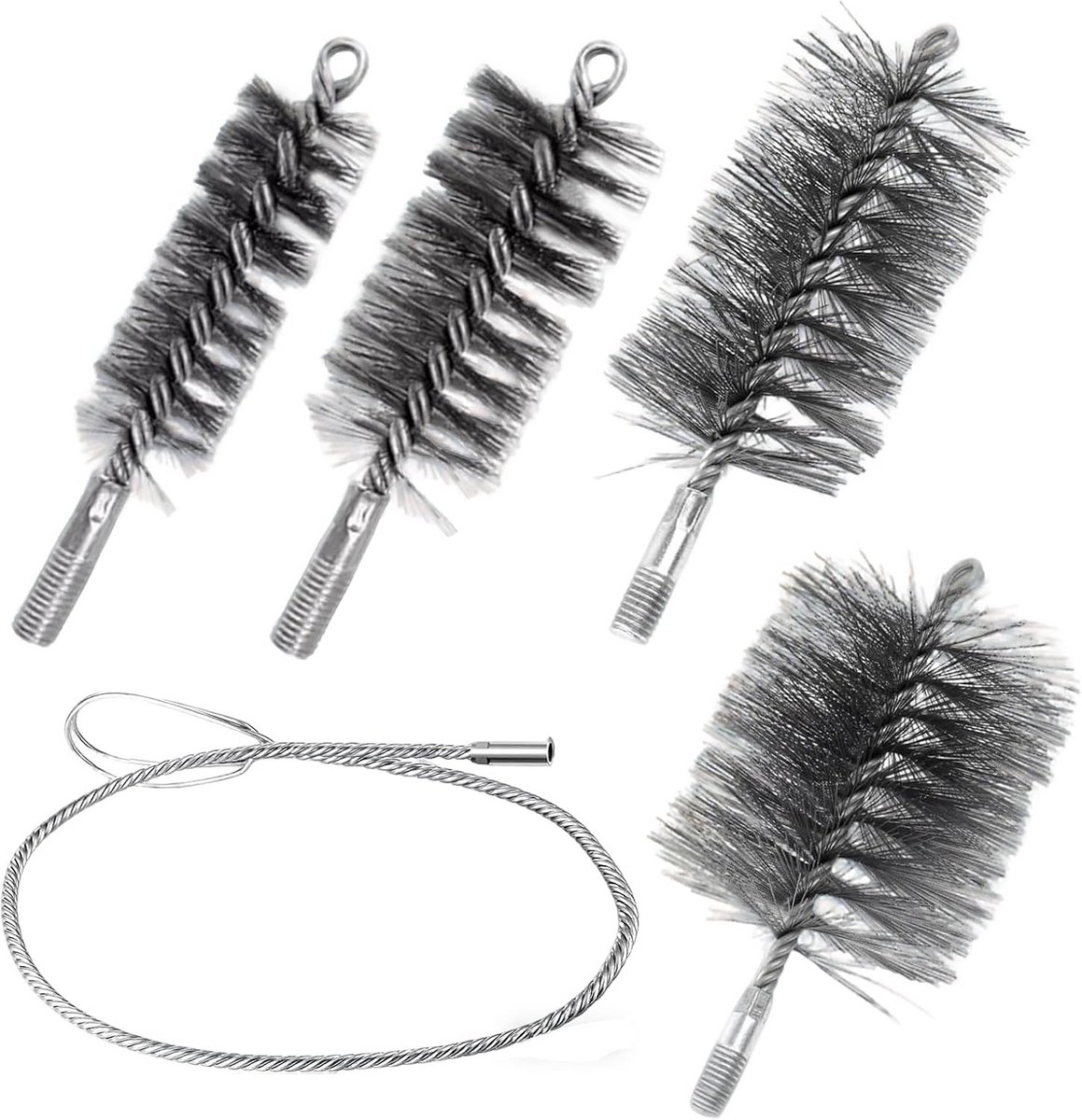 Complete Set Kachelpijpborstels voor Schoorsteenreiniging met Staalkabel