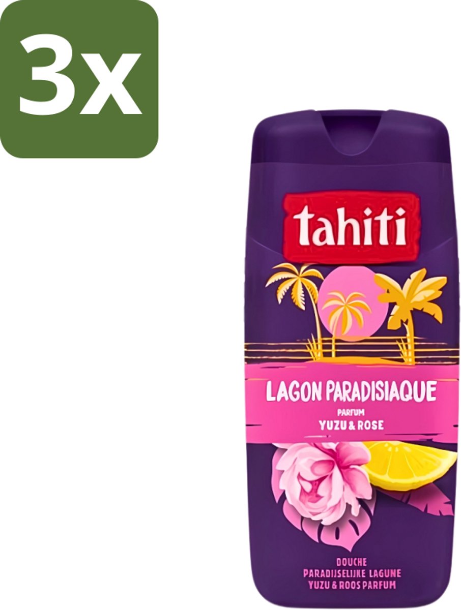Tahiti - Douchegel - Paradijselijke Lagune - Yuzu & Rose - 315 ml - Bulkverpakking - 3 stuks