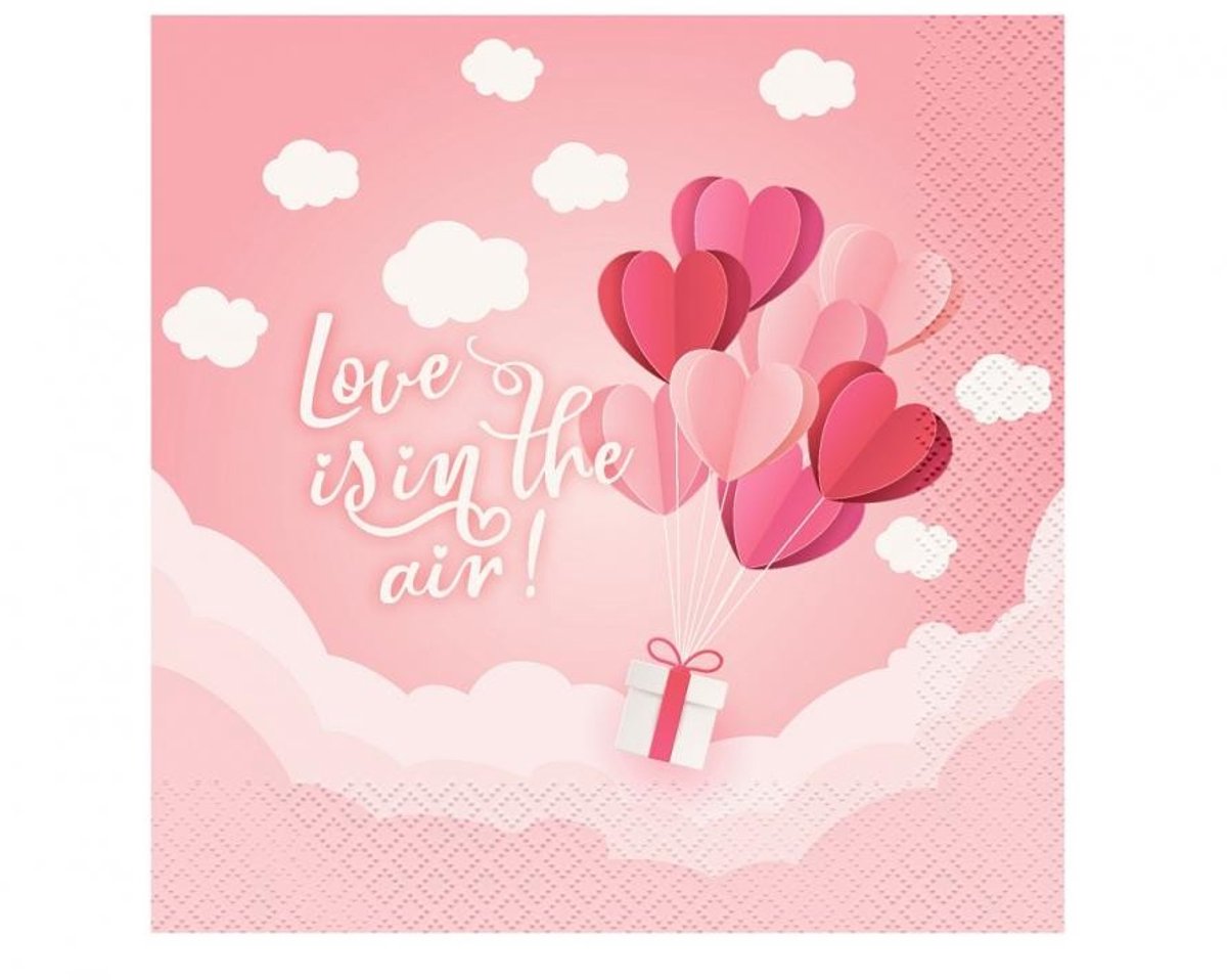 Love Love Is In The Air Roze servet 20 stuks 33x33 cm