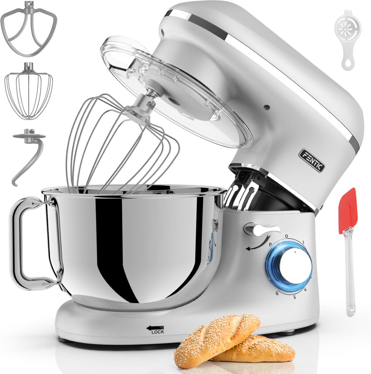 Krachtige Keukenmachine 2000W met Grote RVS Mengkom 6,2L en Accessoires