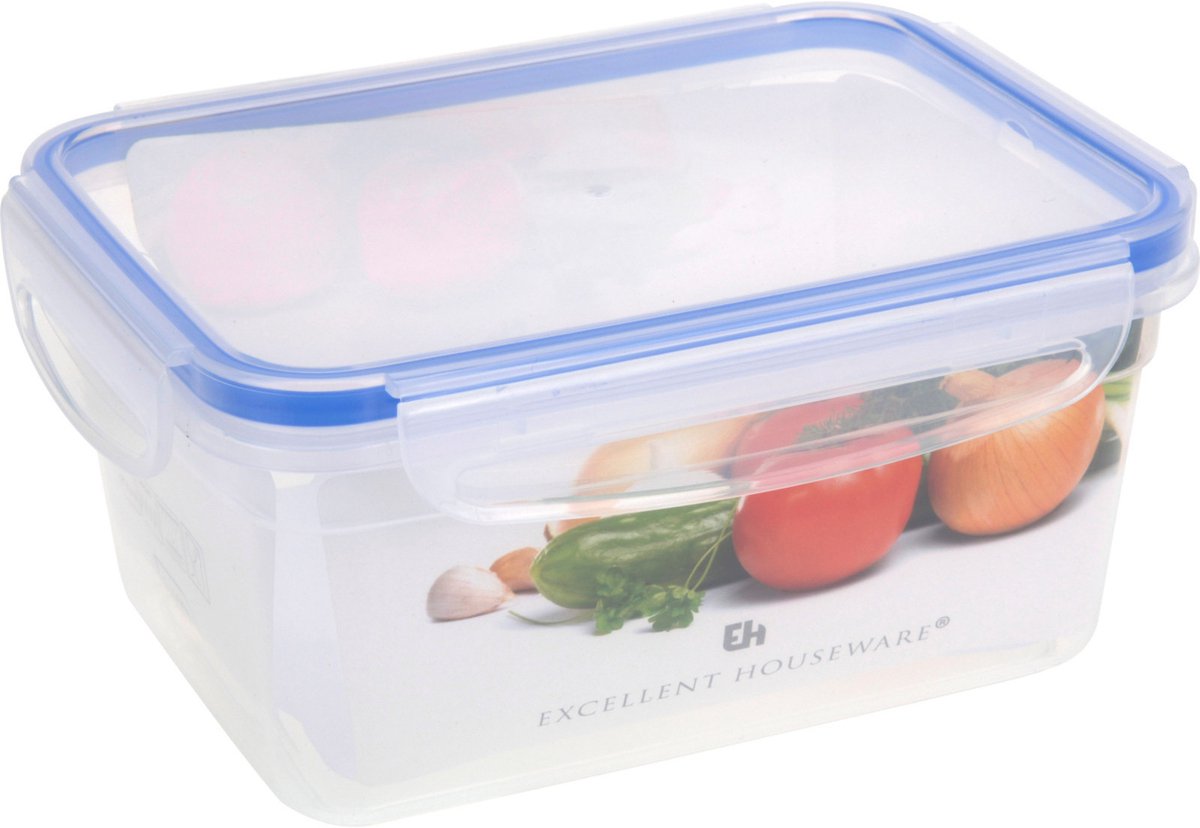 Voorraaddoos met klemdeksel - Transparant / Blauw - Plastic - 1100 ml