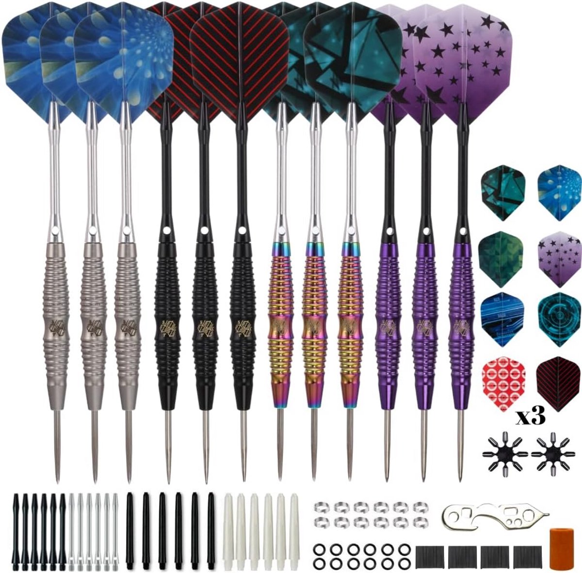 Professionele Metalen Dartpijlen Set 12 Stuks 21 Gram Inclusief Accessoires