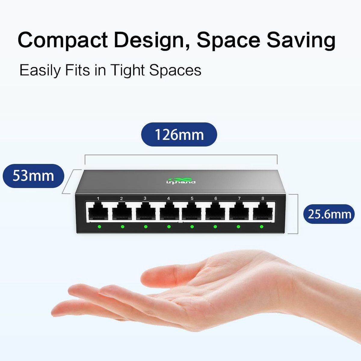Gigabit Netwerkswitch 8 Poorten Plug & Play Metalen Behuizing Hoge Warmteafvoer