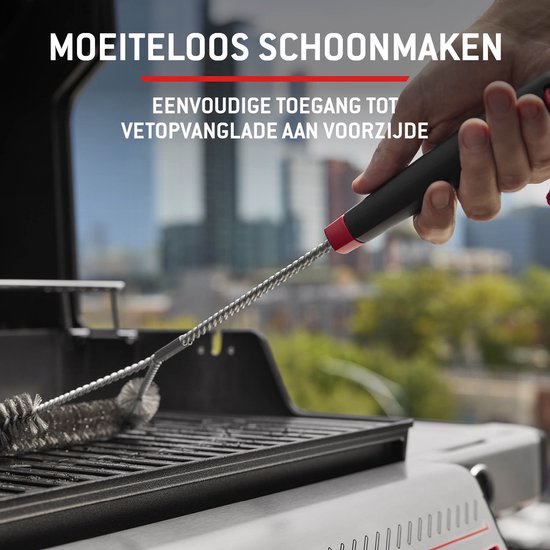 Weber Spirit E-410 - Gasbarbecue - Zwart - 4 Branders met 8,2 kW vermogen - Porselein geëmailleerde gietijzeren grillrooster - 2 Zijtafels - 2 Duurzame wielen - Kast met deur
