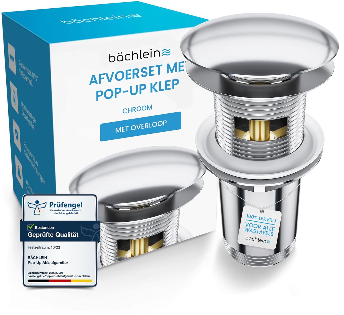Afvoerplug - Klik Klak Mechanisme - Inclusief 3 Seals en Overloop