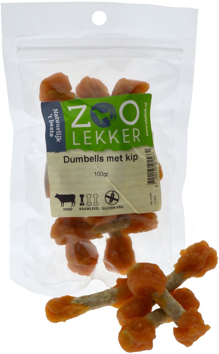 Zoolekker Dumbells met kip - smakelijke hondensnack 100 g en 400 g 400 Gram