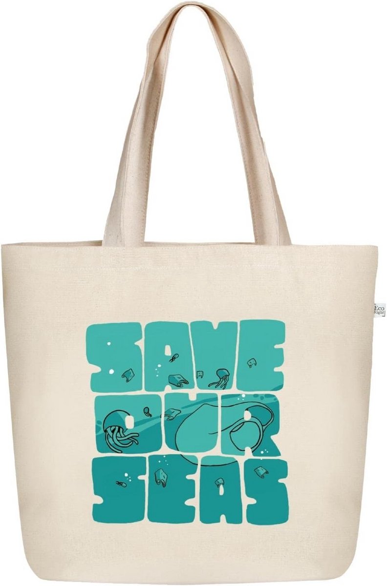 Grote Canvas Tote Bag voor Dames - Herbruikbare Shopper met Rits en Binnenvak