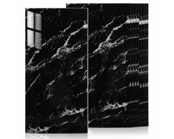 Set van 10 Zelfklevende Muurfolie - 60x30 cm Marmerlook Waterdichte Folie voor Badkamer & Keuken (Zwart)
