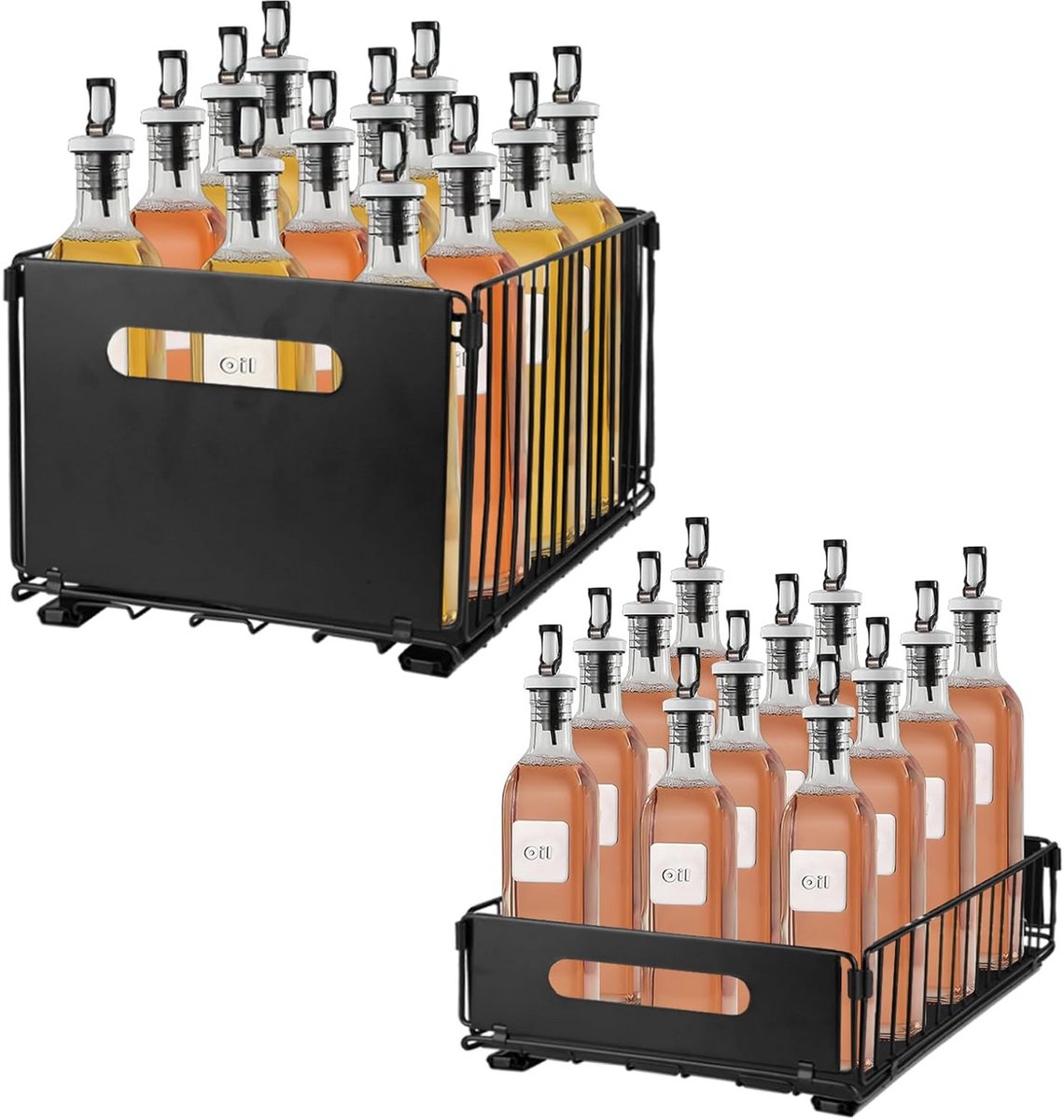 Uitschuifbare Lade Organizer voor Keukenlades Zonder Boren Zwart (2 Stuks)