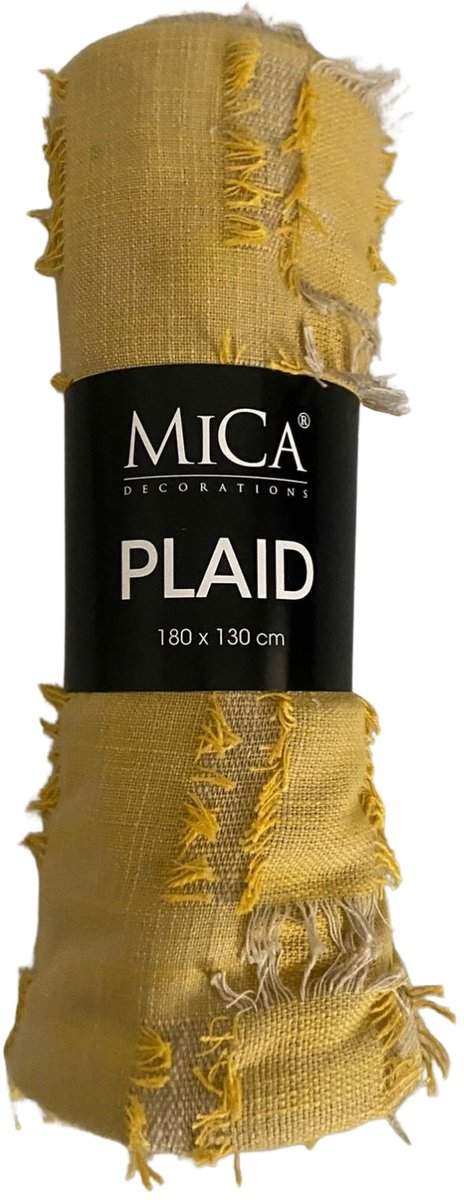 Mica Plaid Geel 180x130 cm – Geweven Woondeken – Zachte Deken voor Bank en Bed
