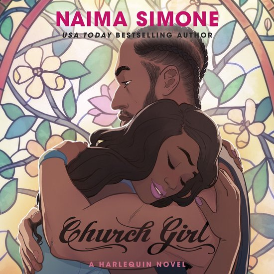Een man met gevlochten haar omhelst een vrouw met lang, donker haar. Tekst: Naima Simone, Church Girl.