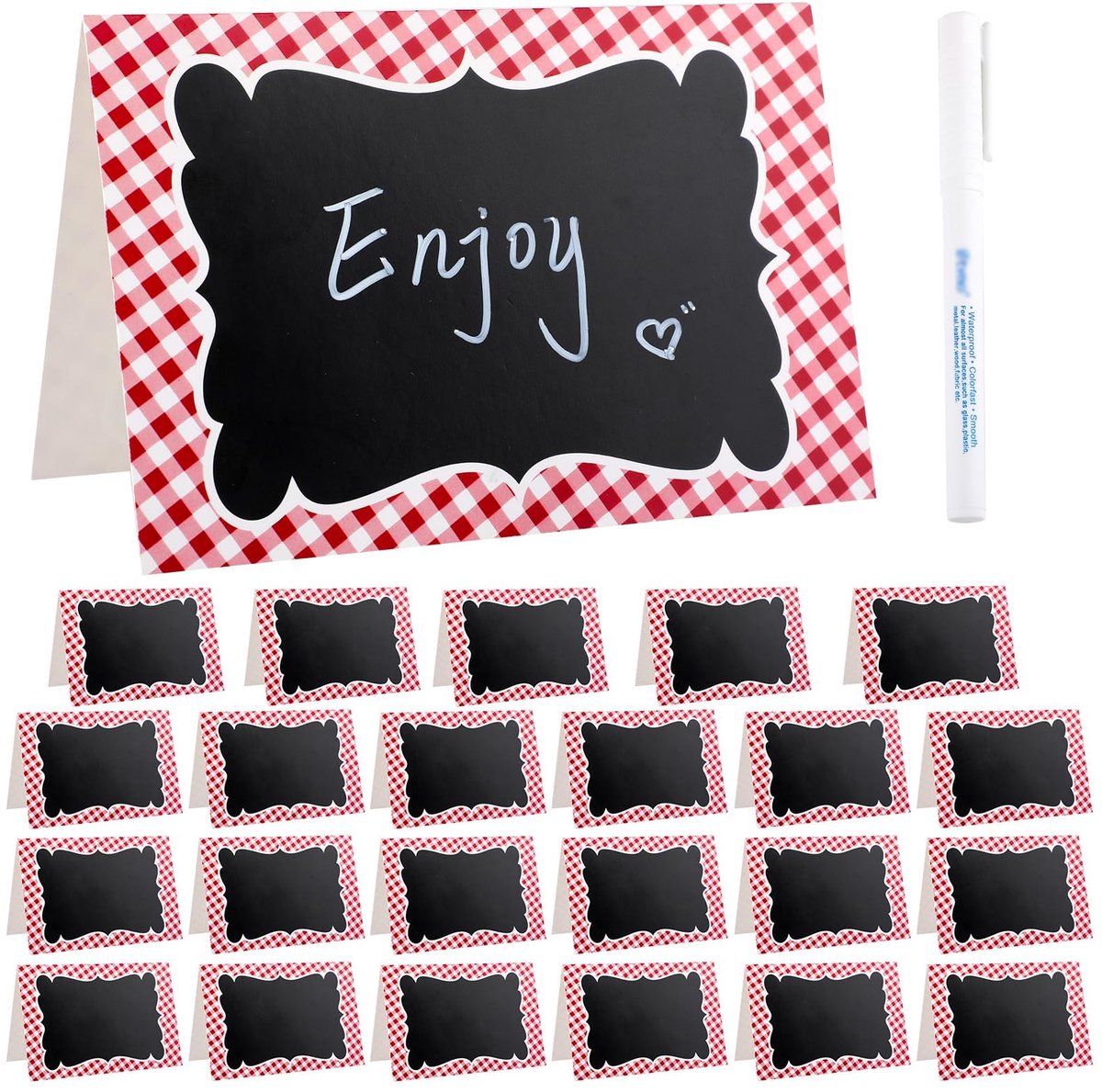 Mini Bordjes voor Picknick - Dubbelzijdige Borden met Krijtbord - 10x15.5cm