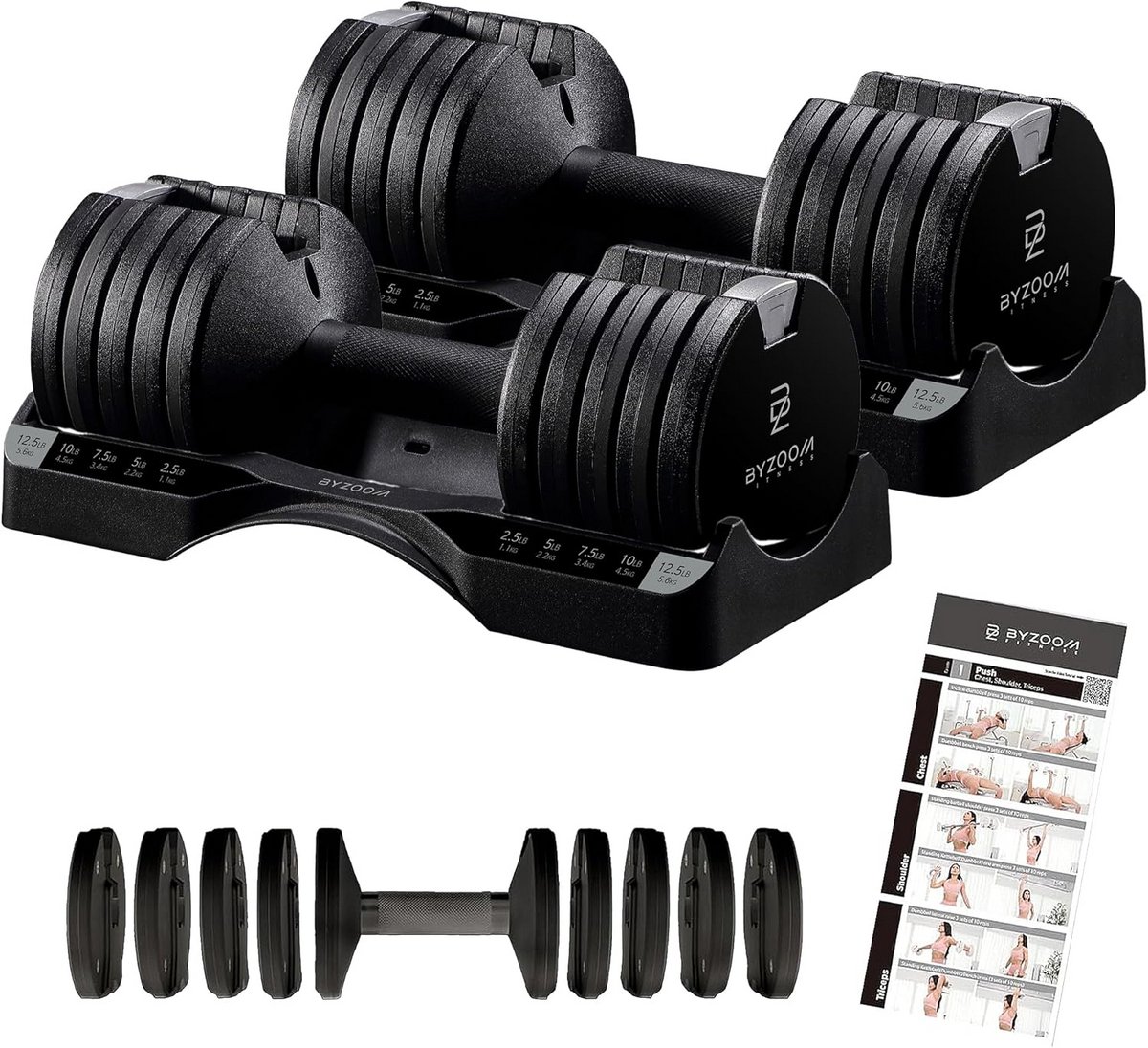 Verstelbare Halters Set 2x 5,6 kg (Totaal 11,3 kg) - 5-in-1 Fitness Set voor Krachttraining Thuis