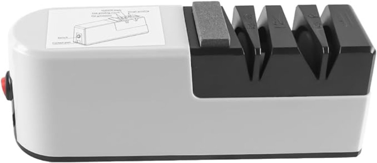 MIRA® Elektrische messenslijper - Messenslijper - Messenslijpers - Messenslijper elektrisch - Zwart en Wit - ‎28cm x 17cm x 8cm
