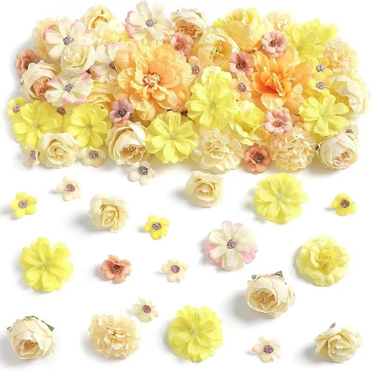 Mini Kunstbloemen - 40 Stuks - Geel - Voor Knutselen & Decoratie - Kasey