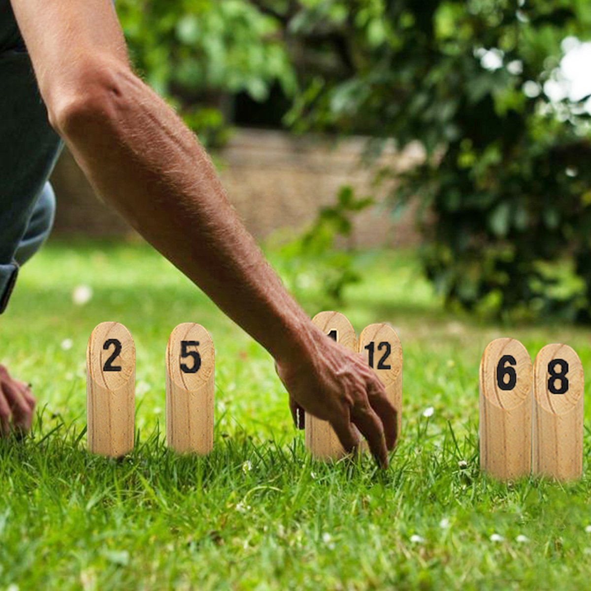Kubb Vikingspel, werpspel uit Finland, genummerd Vikingspel met praktische draagtas, houten spel, buitenspeelgoed, tuinspeelgoed voor kinderen en volwassenen NAIZY — afbeelding 2