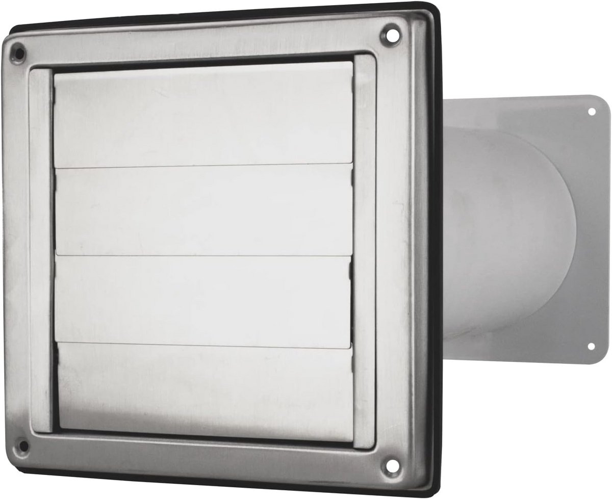 Roestvrijstalen Muurdoorvoer Set voor Ventilatie - Incl. Flens en Afsluitrooster