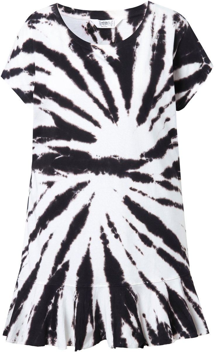 Angel of Style - Dames - T-shirt oversized batikprint ronde hals - Zwart - Maat 42