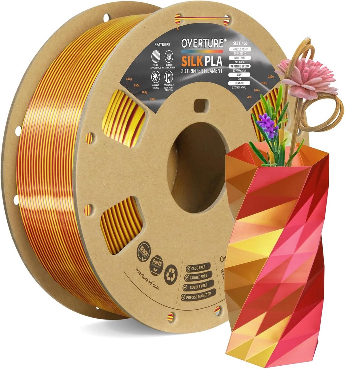 Dual Kleur Zijde PLA Filament 1.75mm - 1kg Spoel - Glanzend en Clog-Vrij 3D Printer Materiaal