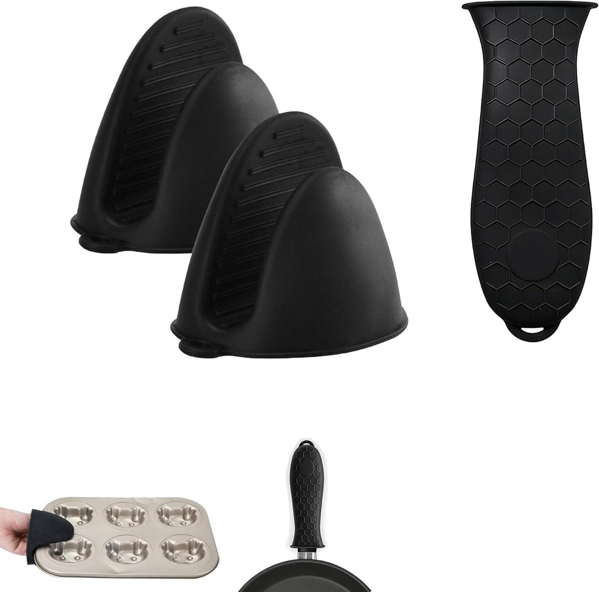 Siliconen Ovenhandschoenen en Hot Grip Houder Set voor Koken en Grillen