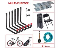 Candala Heavy Duty Garage Storage Utility Haken, Universeel Wall Mount U Rack Organizer Systeem, All-Purpose Hangers voor Fiets, Stoel, Ladders, Slang, Gereedschap, Schuur