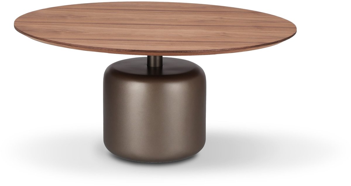 Icon living - Salontafel Sarah 004 Rond 80x38 Walnoot Poot Bronze