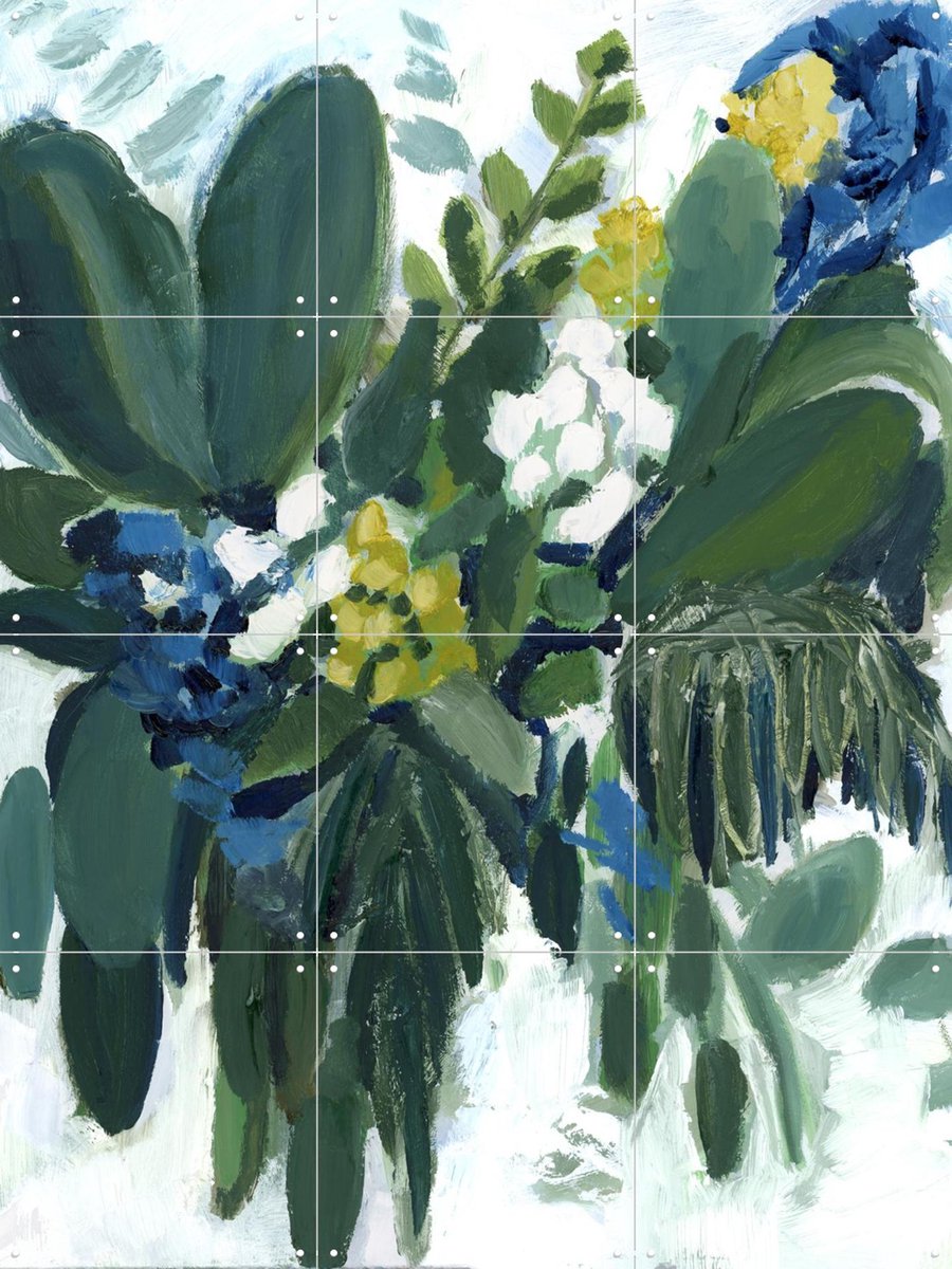 IXXI Blue Dream Floral, Green Barn Studio - 60 x 80 cm - Gratis ophangtool - Grote wanddecoratie en posters - Abstract, Klassiek, Olieverf, Kleurrijk