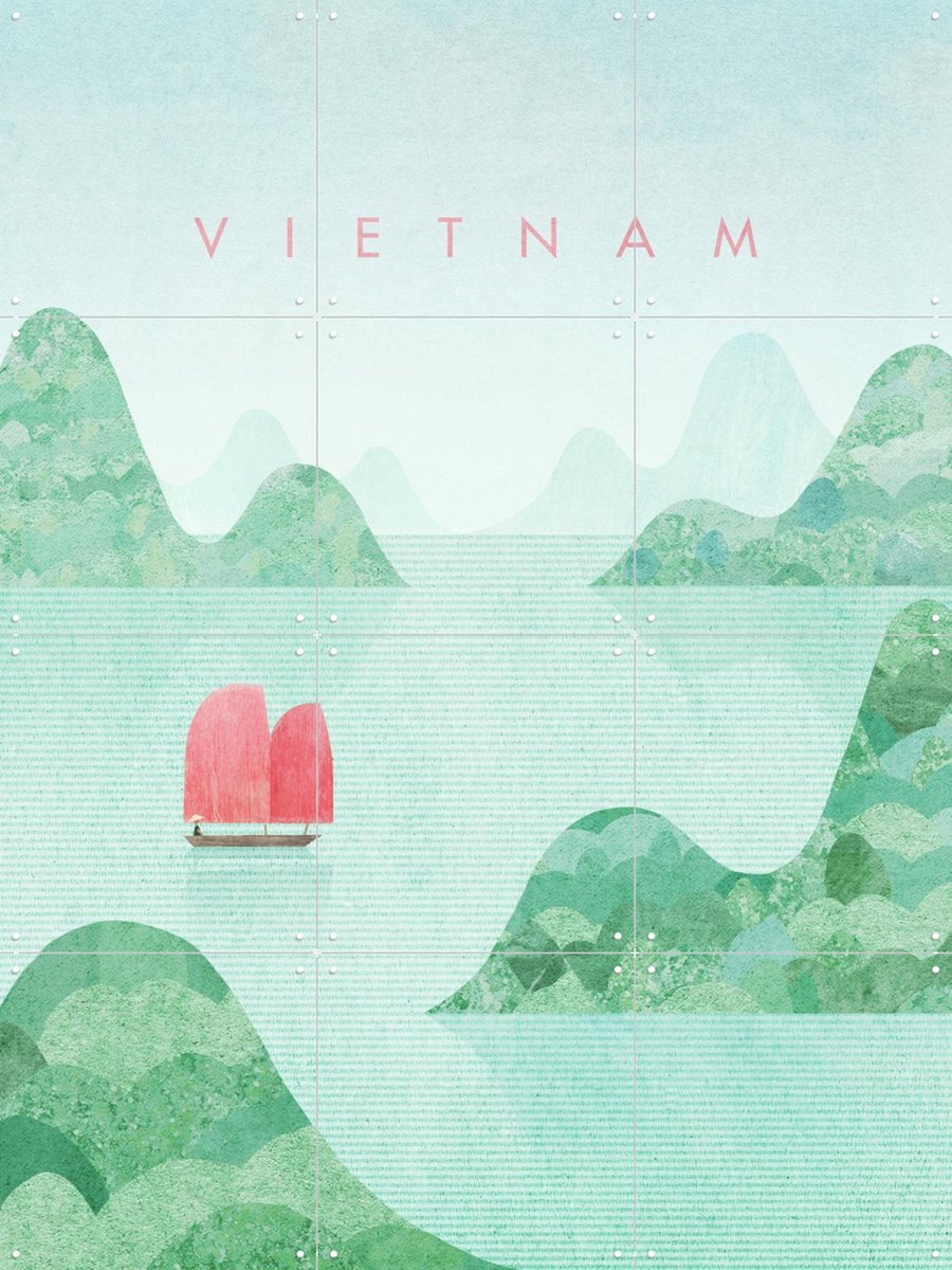 IXXI Vietnam, Henry Rivers - 60 x 80 cm - Gratis ophangtool - Grote wanddecoratie en posters - Kleurrijk, Illustraties, Digitale Kunst, Grafisch