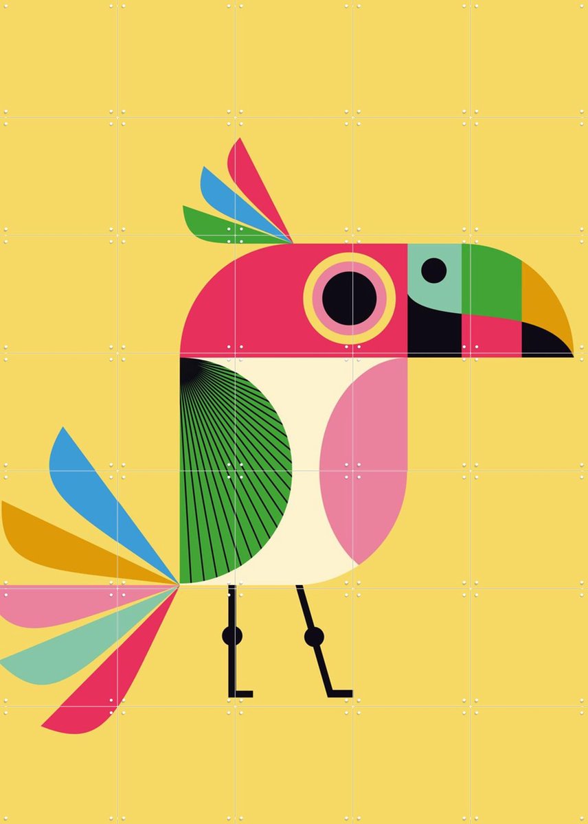 IXXI Bird, Ingela P. Arrhenius - 100 x 140 cm - Gratis ophangtool - Grote wanddecoratie en posters - Geometrische Kunst, Pop art, Kleurrijk, Speels