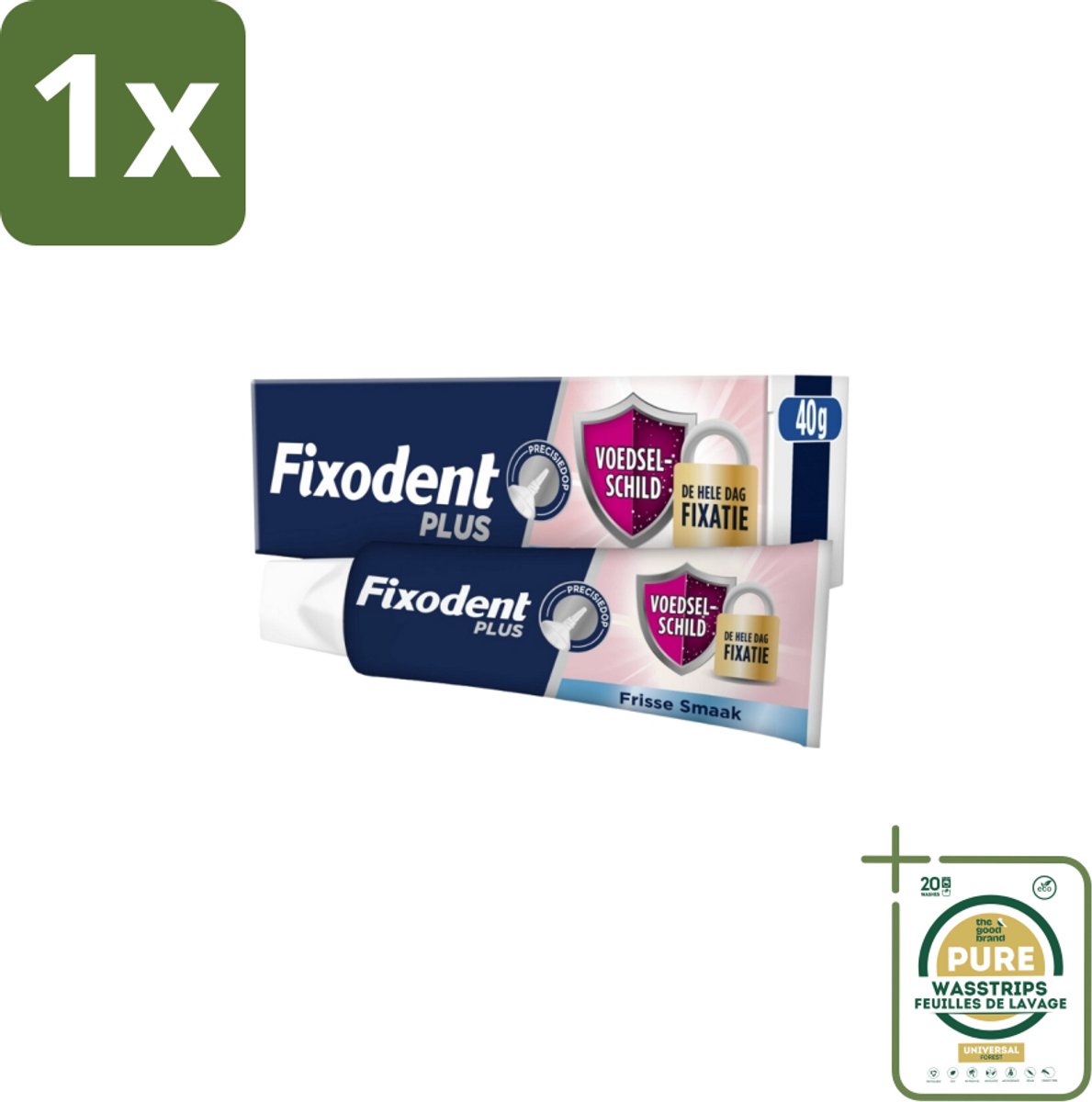 1 x Fixodent Kleefpasta Plus 40 gr- Kleefpasta Kunstgebit - Food Barrier Kunstgebit - Kunstgebit Fixatie - Kunstgebit Bescherming - Voedselresten Bescherming