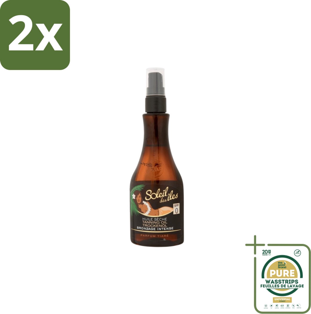Soleil des Îles – Zonneolie – Monoï de Tahiti Snelle Bruining – 150 ml - Voordeelverpakking - 2 stuks - Huidverzorging - Intens bruin