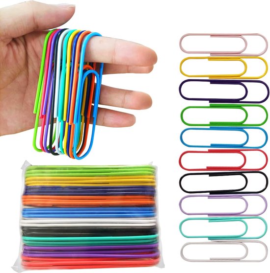 Kleurige Paper Clips - Grote 30 Stuks - Duidelijke Vinyl Coating Jumbo ...