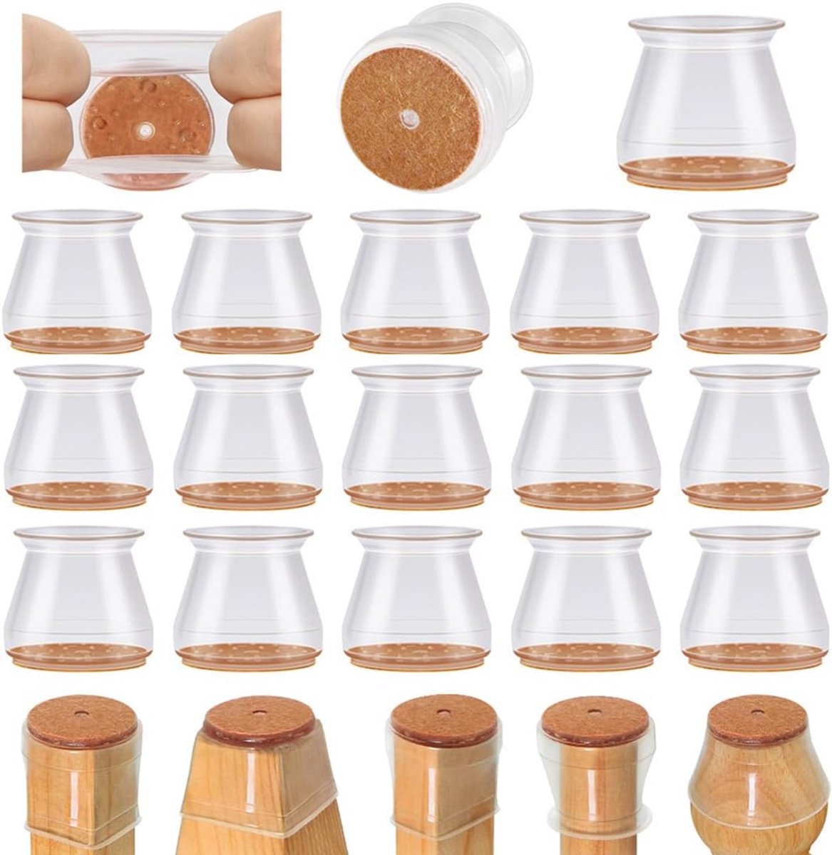 16x Stoel- en Meubelbeschermers Ø 2.2-2.8 cm | Stille en Krasvrije Viltglijders
